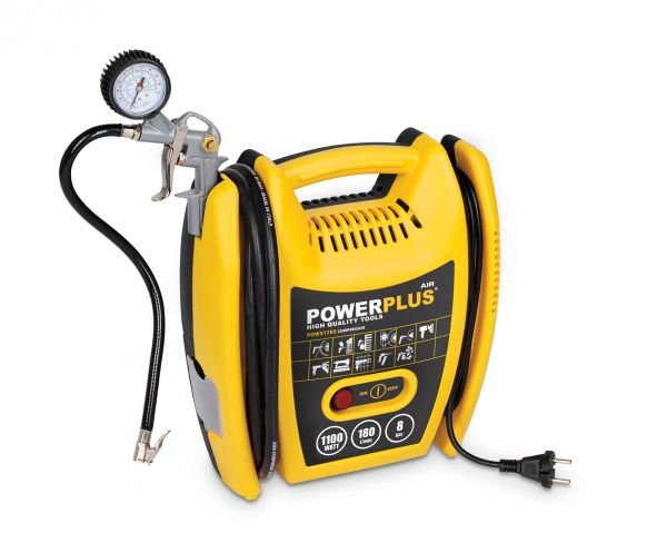 POWERPLUS Kompresor 1100W  plus  5 ks přísl. bezolejový
