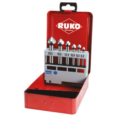 RUKO Sada kuželových a odhrotovacích záhlubníků 6,3-20,5 mm 6 dílů