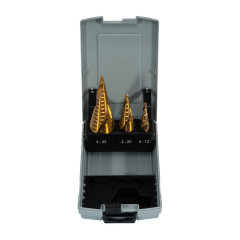 Sada stupňovitých vrtáků HSS TiN 3 díly | 4-32 mm, plastový obal