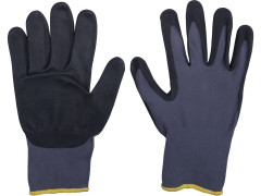 rukavice nylonové, bezešvé, polomáčené v nitrilu, velikost 10"