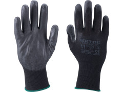 EXTOL PREMIUM rukavice z polyesteru polomáčené v PU, černé, velikost 9"