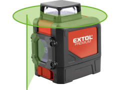 EXTOL PREMIUM laser zelený liniový, křížový samonivelační, 1H360° x 1V