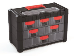 Plastový organizér závěsný MULTICASE CARGO 400x200x260 mm - černá/červené úchyty