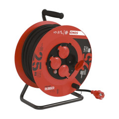 Prodlužovací gumový kabel na bubnu | 4 zásuvky, 230 V / 50 m, (1,5 mm²)