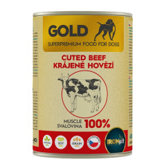 IRONpet IRONpet Gold Dog Hovězí krájená svalovina konzerva 400g