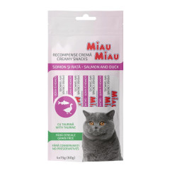 Miau Miau Miau Miau Creamy Snacks Cat losos a kachní 15g (4 pack)