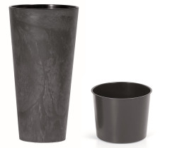 Květináč s vkladem TUBUS SLIM BETON EFFECT antracit 20cm