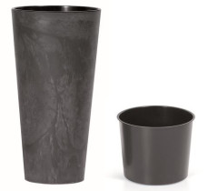 Květináč s vkladem TUBUS SLIM BETON EFFECT antracit 30cm