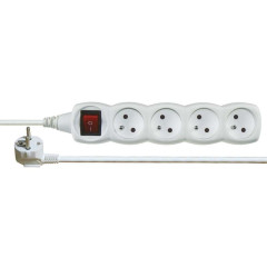 Prodlužovací kabel 3m - 4 zástrčky bílý s vypínačem