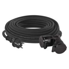 Prodlužovací kabel 20 m / 2 zásuvky / černý / guma / 230 V / 1,5 mm2