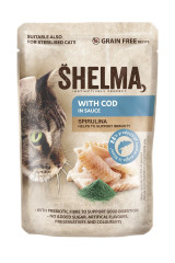 SHELMA Cat treska se spirulinou v omáčce, kapsa 85g